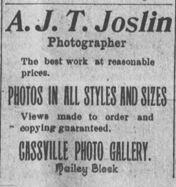 A.J.T. Joslin ad in 1902 